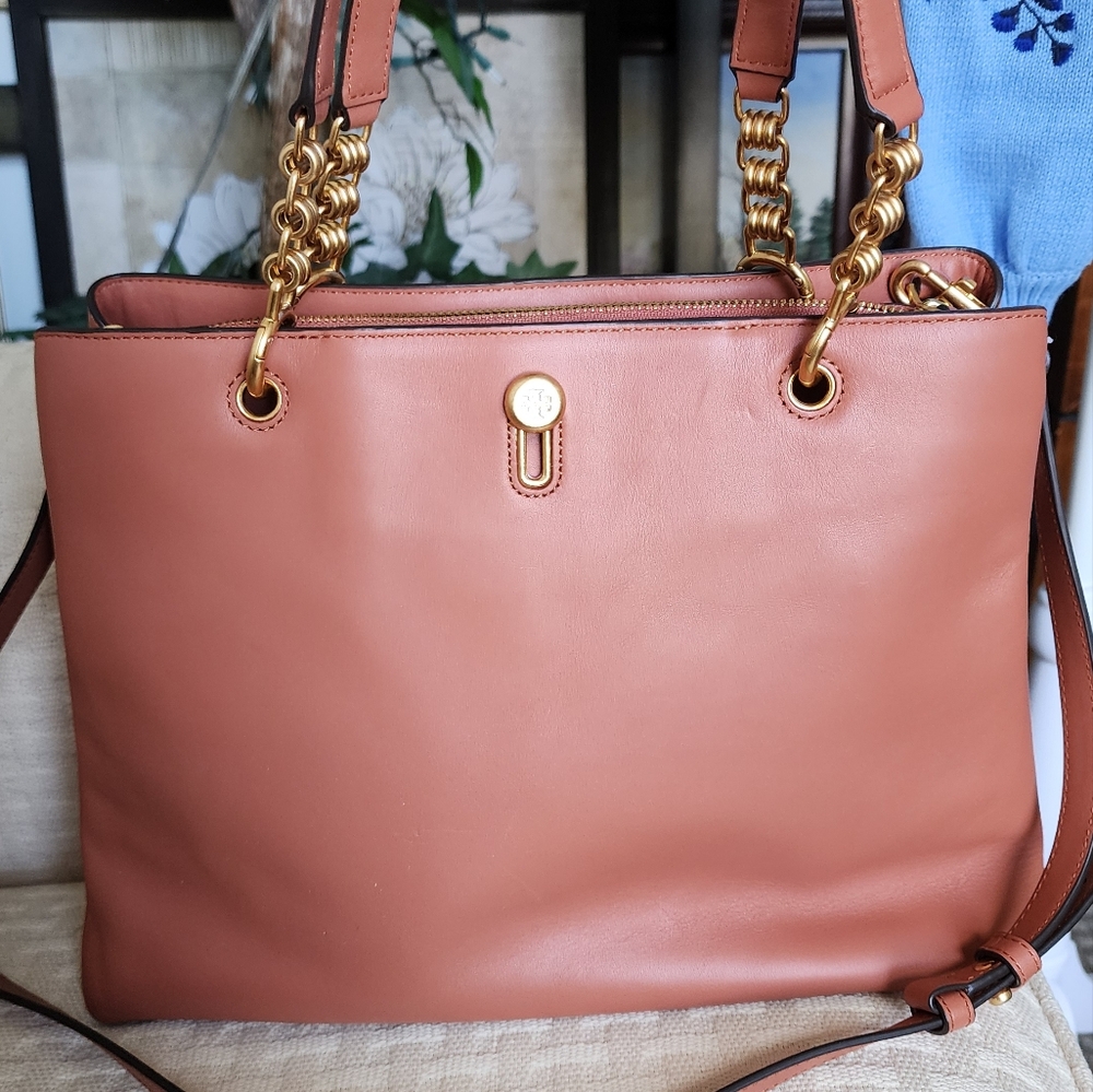 Tory Burch Chain-Linked Lily Triple Compartment Leather Tote/Crossbody Bag (NWT)